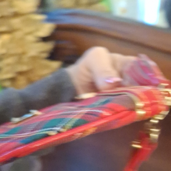 Dooney & Bourke Red and Green Plaid Wristlet - Picture 7 of 7